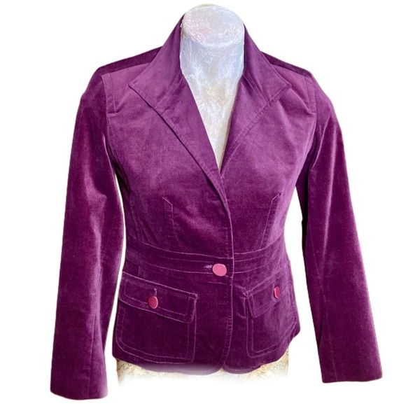 Talbots Jackets & Blazers - Talbots Petites Grape Purple Festive Velvet Blazer Jacket Sz 2 P